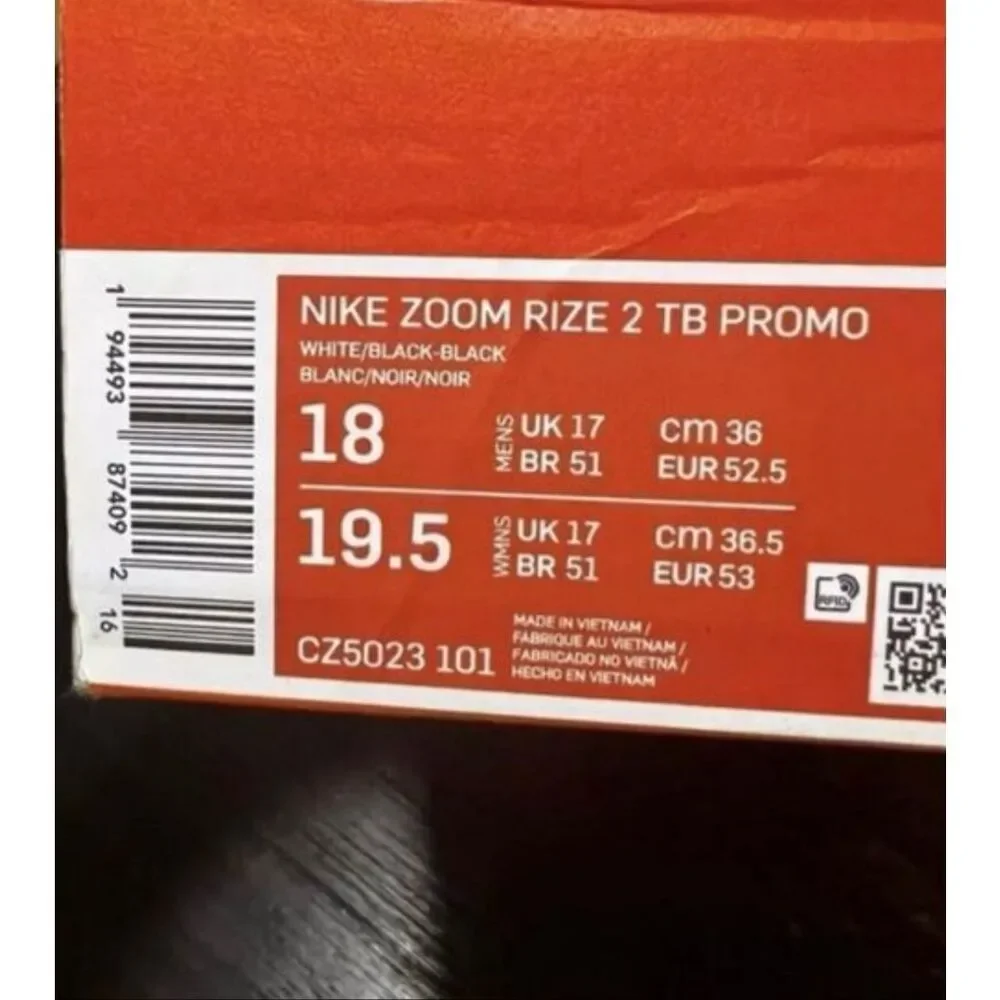Nike Zoom Rize 2 TB Promo Basketball Shoes Men Size 18 White & Black Sneakers